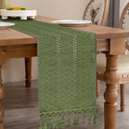 Sage Green Boho Table Runner for Home Decor 72 Inches Long - Image 3