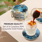 Ceramic Marble Coasters Set of 6, Absorbent Drink Coasters - Image 5
