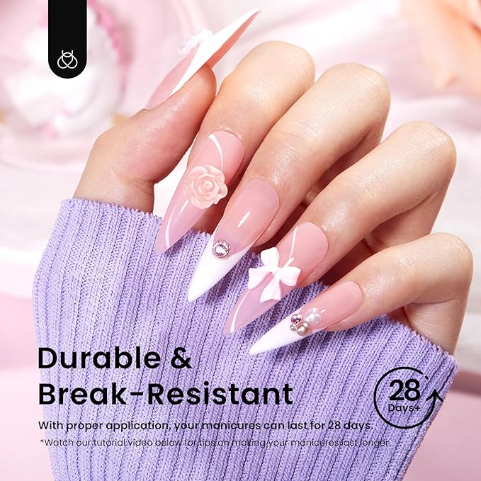 Beetles Gel Nail Tips Etch-X, Stiletto Medium, 288Pcs 12 Sizes, Pre-Etched Half Matte Full Cover Soft Acrylic False Nail Tips Pre-Shaped Easy DIY Fall Halloween Nail Extension Salon Gift for Women