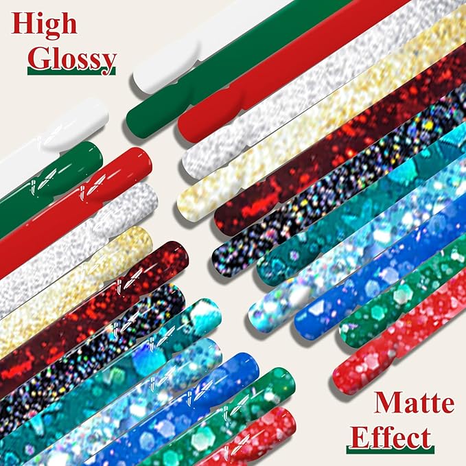 MEET ACROSS 12PCS Gel Nail Polish Set, 12 Colors Gel Nail Kit Art Design Soak Off UV LED,Nail Art Design Gifts for Women (Red Green, 12PCS)