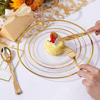 bUCLA 300Pcs Clear Gold Plastic Disposable Dinnerware Set - Image 9