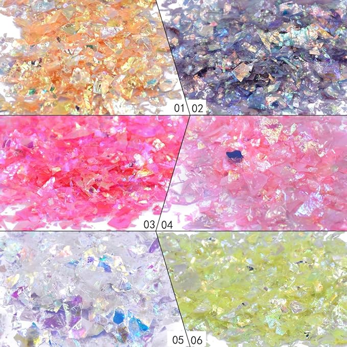 Nail Glitters Mylar Slices Sequins Chunky Iridescent Flakes Round Mermaid Charms DIY Art Sticker Tips Decoration 24Boxes