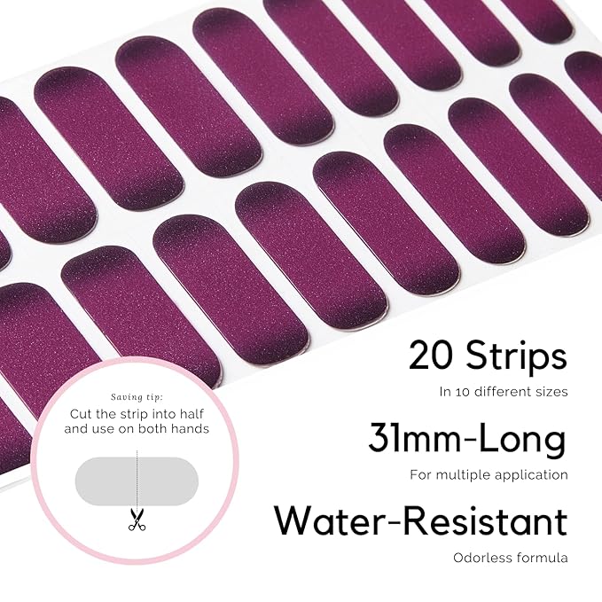 NAILOG Semi Cured Gel Nail Strips (20 Extra Long Stickers/Wraps) | Buy 2 Get 1 UV Lamp| Glossy & Long Lasting Soft Gel Finishing, Lydia