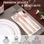 FOCUSLINE 600 Ct Rose Gold Dinnerware Set - Image 3