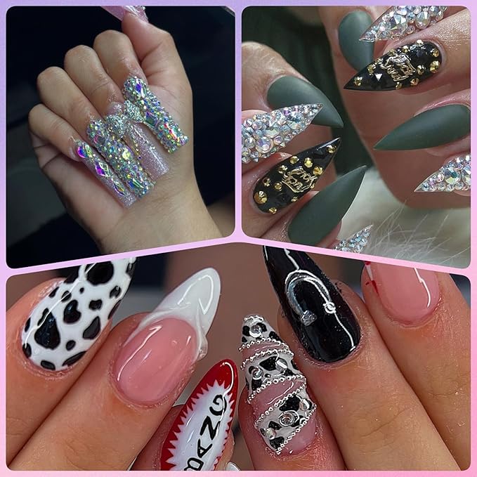 3 Boxes Nail Charms and Gems Nail Art Charms Charms for Nails Design Rhinestones for Nails Caviar Beads Pearls