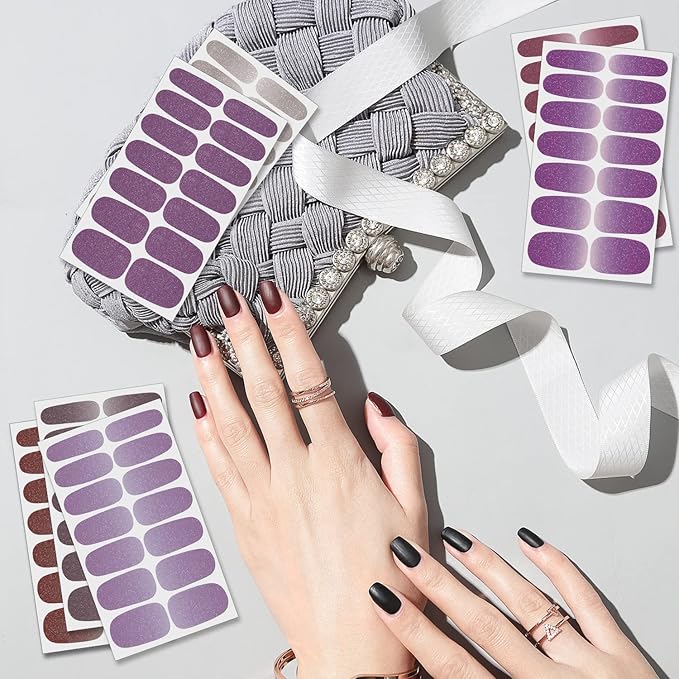 SILPECWEE 16 Sheets Glitter Nail Wraps for Women Nail Polish Strips Self Adhesive Nail Polish Stickers Gel Nail Strips Fingernail Manicure Stickers Nails Art Accessories with 1pc File
