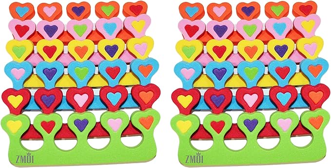Premium Colorful Heart Toe Separators - Cute Design for Kids - Super Soft, Durable 24 Pieces ZMOI