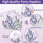 96Pcs Purple Party Supplies Lavender Paper Plates Napkins Summer Decoration | - Image 4