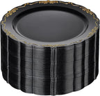 DaYammi 60PCS Black and Gold Plastic Plates, Heavy Duty Black and Gold by DaYammiwillaccompanyyou