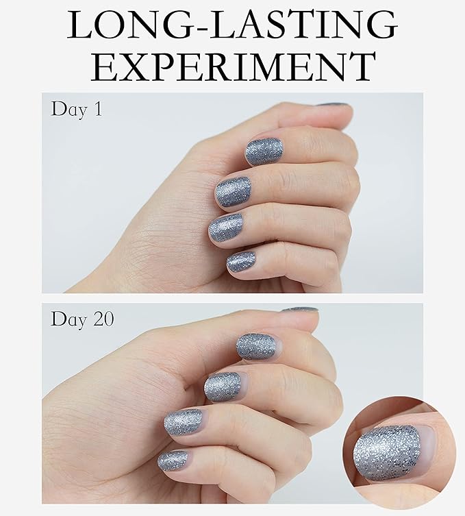 Nail Polish Strips Long Lasting, 20Pcs Wraps, Easy Apply& Remove Salon Quality Gel Nail Stickers (Golden evening Gown)