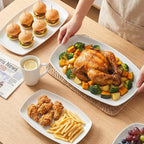 fMBB Large Serving Platter Set of 3, 16/14/12 Inch Porcelain Rectangular - Image 5