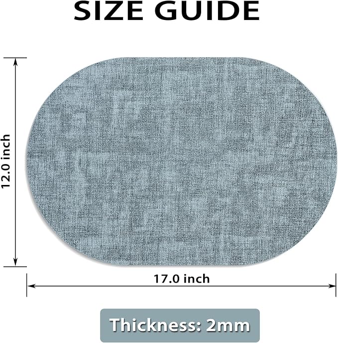 Placemats for Dining Table Set of 8 Non-Slip, Heat Resistant Oval Leather - Image 6