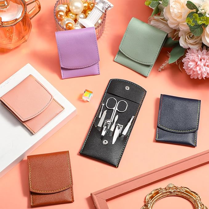 60 Sets Travel Manicure Set Professional Nail Set 7 in 1 Stainless Steel Manicure Kit Grooming Kits Nail Care Tools with Care Tools Beauty Scissors Tweezers Gifts for Christmas(Vintage Color)