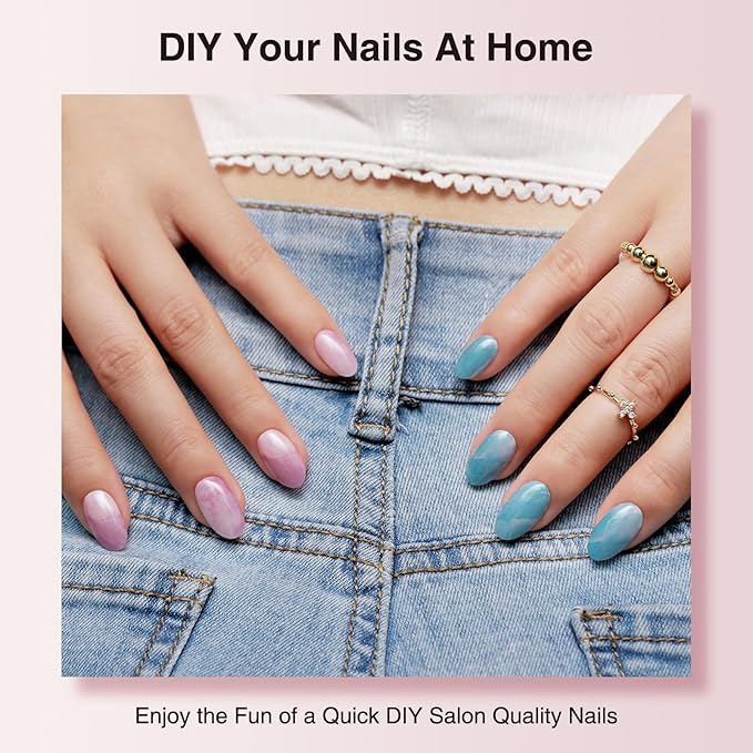 Semi Cured Gel Nail Strips - 30PCS Gel Nail Stickers for UV Light, Long-Lasting Gel Nail Wraps, Salon-Quality Semi Cured Nail Stickers, 2 Weeks Wear, Easy DIY Gel Manicure-Violet Ocean