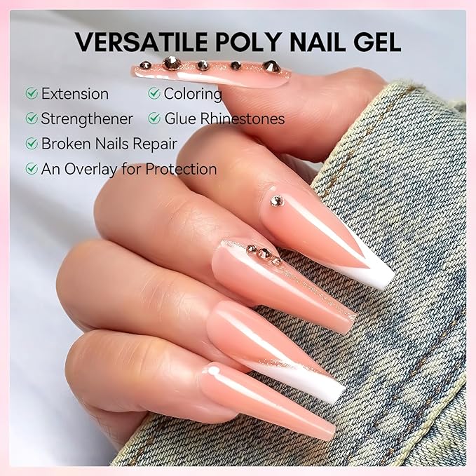 Makartt Poly Nail Gel：Builder for Extension and Strengthener, Tender Nude Pink, 50 ML, Strong and Half Solid Texture, Long-Lasting and Easy to Use Manicure Supplies-Peachy