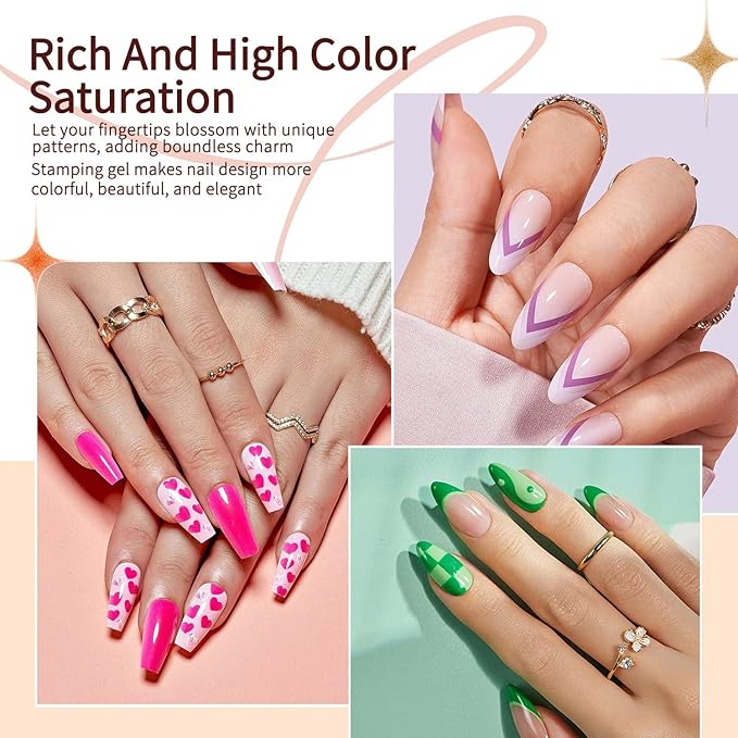 Nail Stamping Gel Polish Kit 4pcs Templates 8 Colors Nail Stamping Polish Gel Unleash Your Creativity with Our Kit Ideal for Home User and Nail Salon SET1