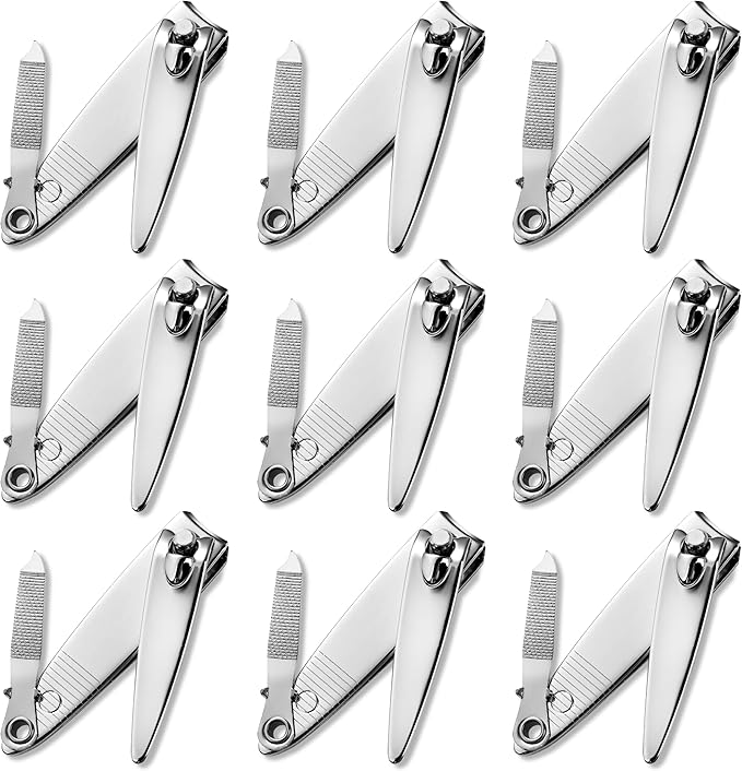 Nail Clippers with File Bulk - 24 Pack Multipack for Women & Men, Swing-Out Nail Cleaner, 2.36-Inch Fingernail Clippers Attached Filer, Durable Small Mini Clippers Bulk (24 Count)
