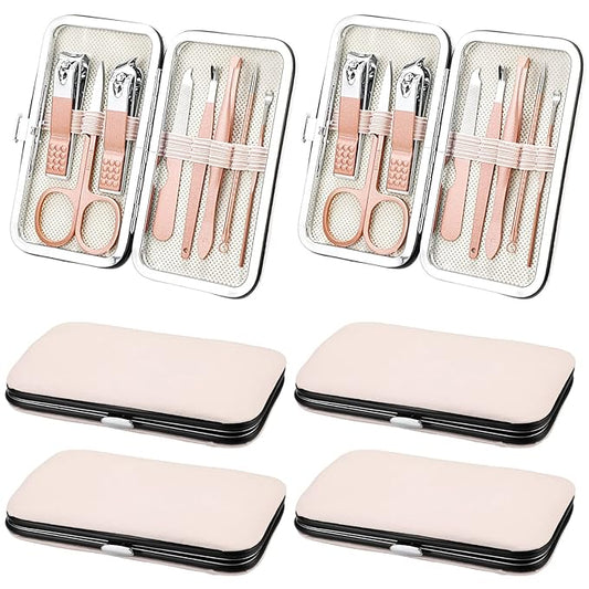 Hanaive 6 Set Manicure Set 48Pcs Nail Clippers Pedicure Kit 8 in 1 Stainless Steel Grooming Kit Professional Nail Care Tools with Luxurious Travel Case for Men Women Gift(Rose Gold)