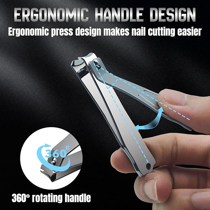 Stainless Steel Owl Toenail Clippers - Extra-Large Non-Slip Handle for Precise Trimming - Suitable for Men, Women and The Elderly - Professional-Grade Household Nail Clippers - Silver