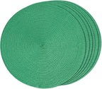 FunWheat Round Braided Placemats Set of 6 Table Mats by FunWheat