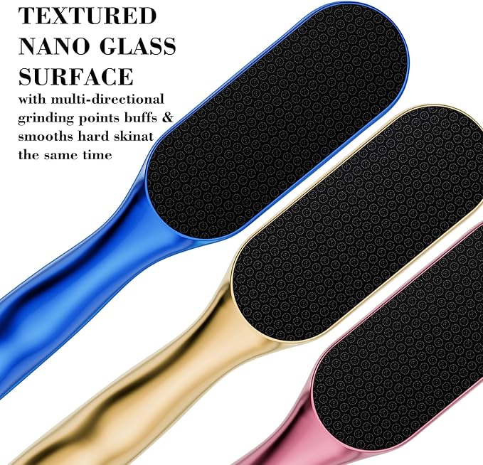 Nano Glass Foot File, Hard Skin Callus Remover with 1PCS Feet Cream, 2Pairs Moisturizing Heel Socks, Professional Foot Care Kit Keep Your Feet Smooth, Pink