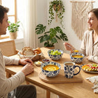 Cereal Bowls Set of 6, 28 Ounces Soup Bowls, Bohemian Ceramic Bowls - Image 4