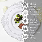 Nervure 100Pcs 7.5'' Silver Plastic Plates, Disposable Plates - Image 6