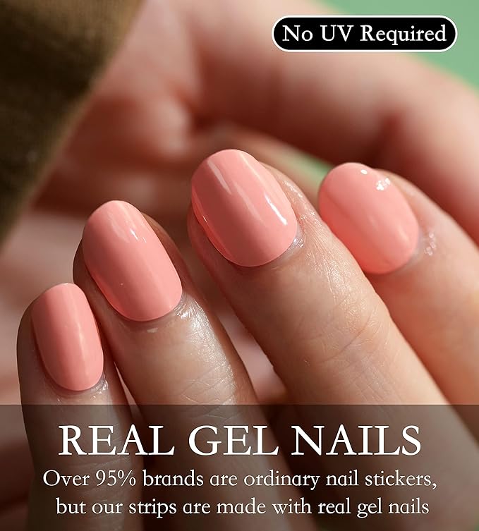 Nail Polish Strips Long Lasting, 20Pcs Wraps, Easy Apply& Remove Salon Quality Gel Nail Stickers (Passed Rose Pink)