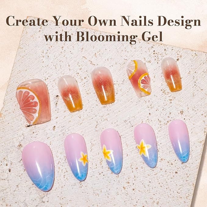 MelodySusie 2PCS Clear Blooming Gel for Nail Design, Marble Watercolor UV Gel Nail Polish, Spreading Effect Sheer Painting Gel Nail Art Supplies, Nail Salon Manicure at Home for Women, 0.53 Fl Oz