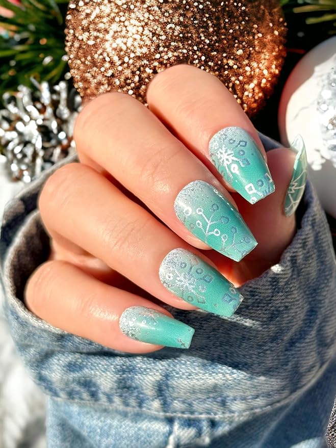 | 20 Exquisite Gel Nail Polish Strips w/Application Accessories - No UV/LED Lamp Required (Holiday | Season of Glimmer)