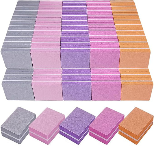 Nail Buffers (100 Pack), Mini Buffer Block Nail File for Acrylic Nails and Natural Nails, 100/180 Grit Nail Buffer Block Bulk Buffing Blocks for Nail Buff Professional Manicure File Blocks Mix Color