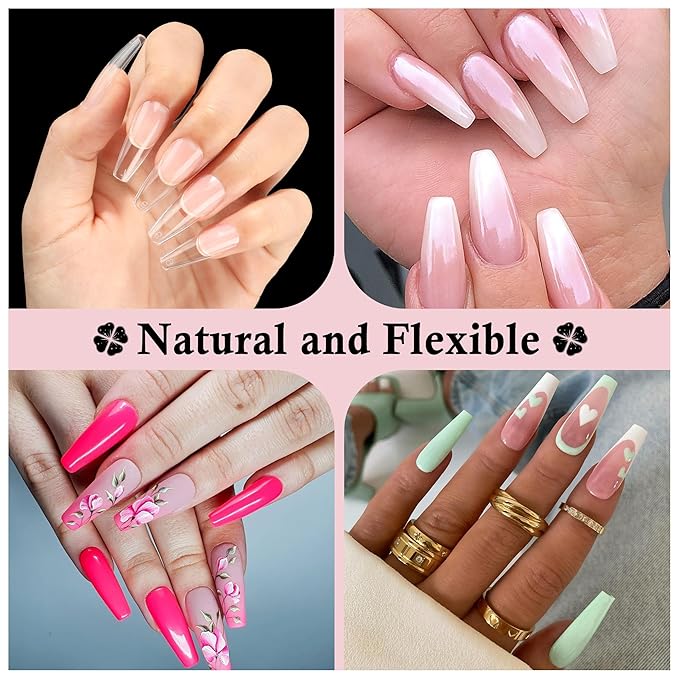 Long Coffin Nails Tips Full Cover Acrylic Nail Tips Pre-buff 240pcs Clear Coffin Fake Press On Nails No C Curve Easily DIY Art Nail Extensions Long-lasting, 12 Sizes Luckyfairy