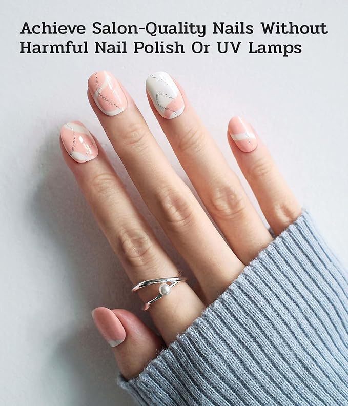 Nail Polish Strips - 22 Pcs Salon Quality Gel Nail Stickers - Long Lasting Wraps (Smoked Salmon)