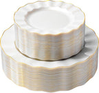 72PCS Pearl White Plastic Plates, Wavy Plates by QualQuot