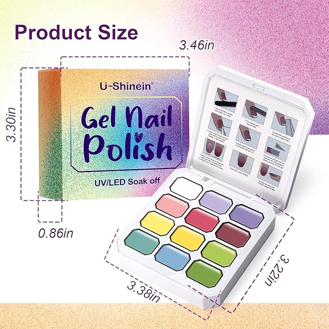 Gradient Painting Gel Set, 24 Nude Almond Black White Bright Colors Ombre Gel Nail Polish for Pigment Pat Nail Gel Kit, Silky Texture, French Manicure DIY Nail Art, No-wipe Soak of UV