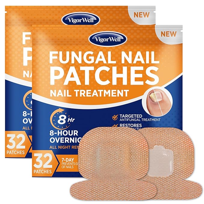 Toenail Fungus Treatment Extra Strength: (Medium) 64 Nighttime Hydrogel Patches for Overnight Repair - Visible Results in 8 Hours - Fungal Nail Patches for Toenail Fungus