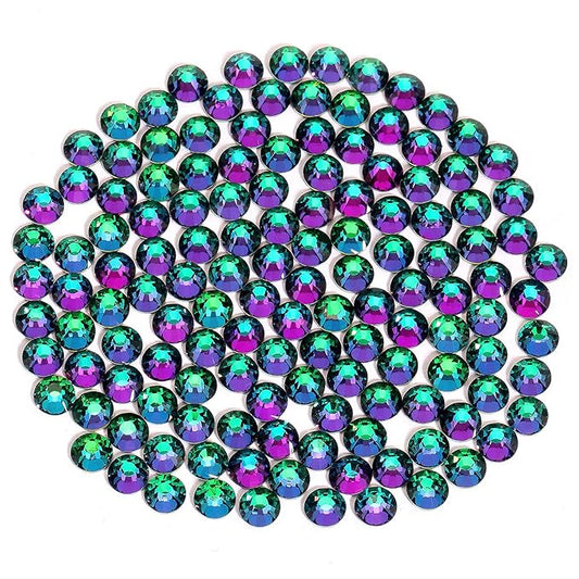 Green Flame Rhinestones Flatback Rhinestone for Crafts Glass Nail Rhinestones Nail Gems Crystals for Makeup Bags Shoes Decoration DIY(SS8,1440pcs,Green Flame)