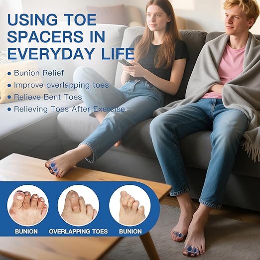 Silicone Toe Separators For Women Men 2pcs Big Toe Straightener Pads Bunion Corrector Protector Relieve Foot Pain Toes Overlapping Breathable Soft Day/Night