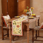 bilin gaier Designer French Linen Extra Long Table Runner, Floral Pattern - Image 3