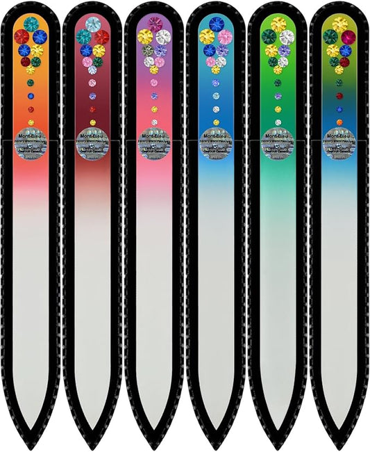 Mont Bleu Gift Set of 5 + 1 free Glass Nail Files hand decorated with crystals - Handmade - Czech Tempered Glass