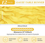 YMHPRIDE 12 Pack Cheesecloth Table Runner 35x120in Yellow Table Runner | Boho - Image 2