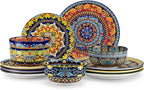 vancasso Plates and Bowls Sets, 12-Piece Porcelain Dinnerware Set Service by vancasso