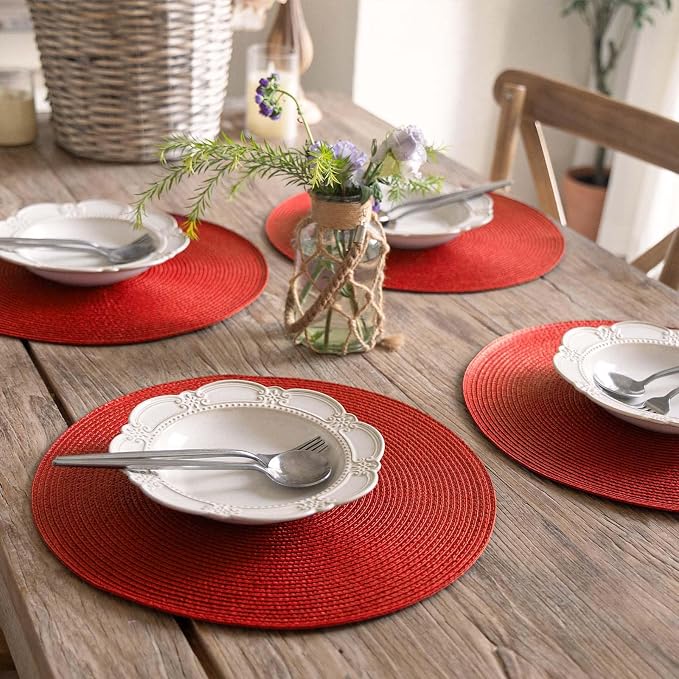 FunWheat Round Braided Placemats Set of 4 Table Mats - Image 5