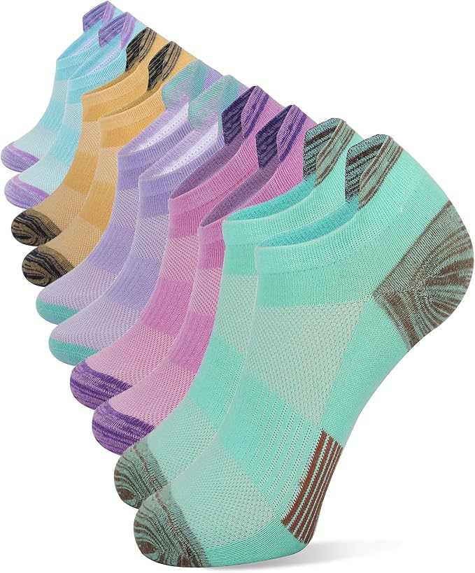 Henwarry Women's 10 Pairs Athletic Running Low Cut Socks Thin Cotton Soft Ankle Tab Socks