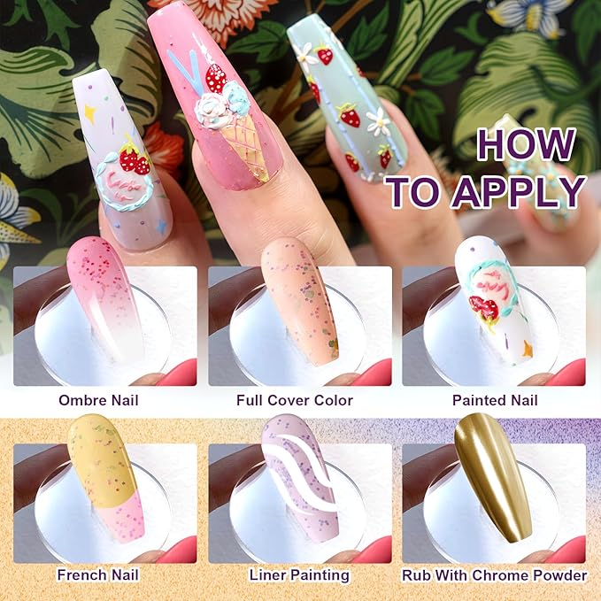 Gradient Painting Gel, 9 Colors Ombre Gel Nail Polish for 3D Sculpture Gel comes with Dotted Decorations Aura Nails French Manicure Soak Off UV Long-lasting Home Salon DIY Candy Cane Cream