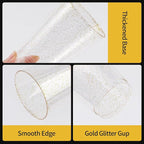 Goodluck 9 oz 100 PCS Gold Glitter Plastic Cups, Disposable Glitter Cups | - Image 4