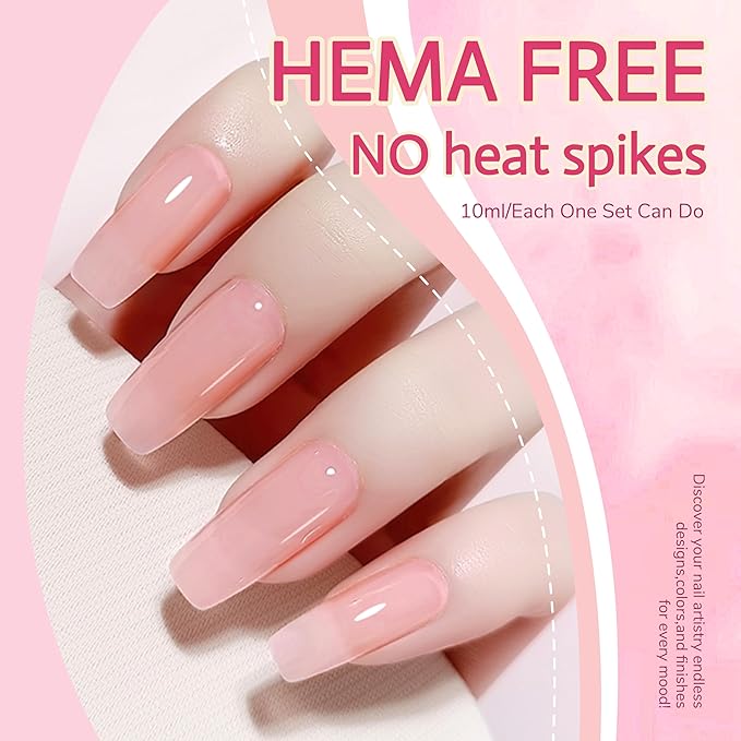 Hema Free 4 in 1 Builder Gel, Hema Free Growing Gel, Strengthens Damaged Thin Nails, Gift for Women Home Salon, Builder Base for Thickening & Repair LED UV Curing