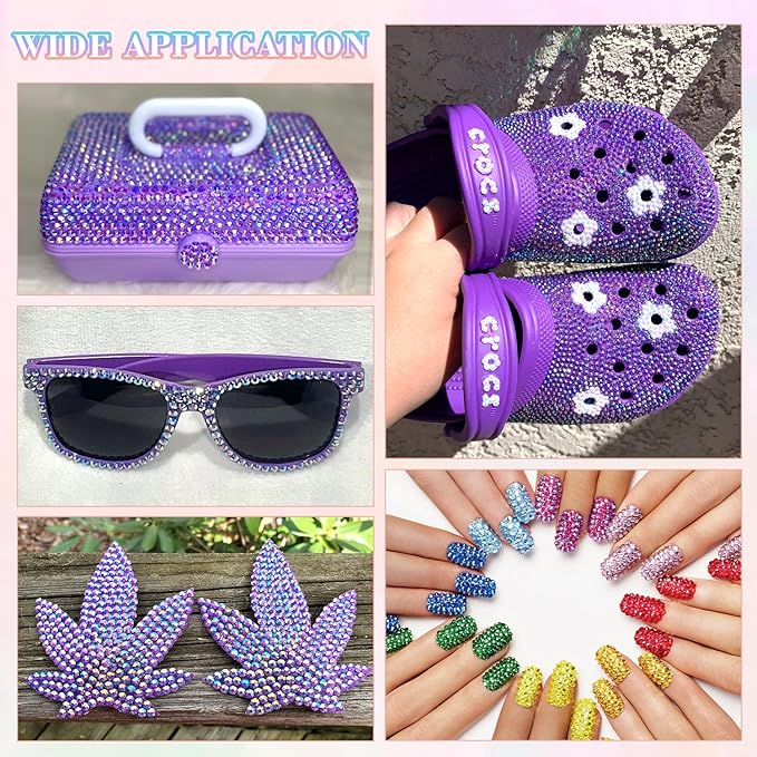 30000Pcs Resin Rhinestones for Bedazzling with 3Pcs B7000 Jewelry Glue, Dark Purple AB Flatback Gems Rhinestones for Crafting, Clothing Tumblers Mugs Shoes Fabric Decor Nail Art