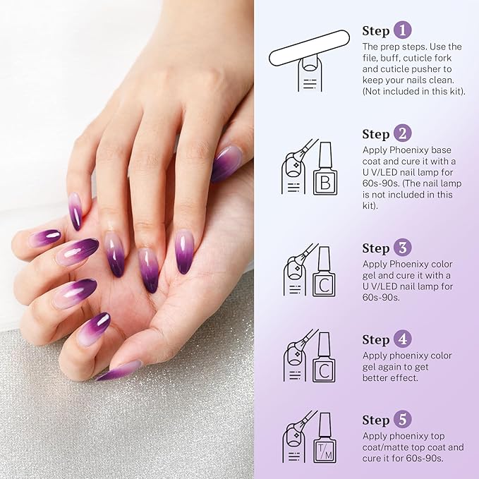 PHOENIXY 24 PCS Gel Nail Polish Set, Spring 21 Colors Gel Nail Polish Kit with Base Glossy Matte Top Coat Black Gray Red Nail Kit Gifts for Women