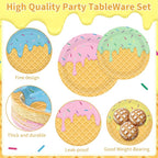 450 Pcs Ice Cream Tableware Set Decorations, Serves 50 | Summer Ice Cream Cone - Image 3